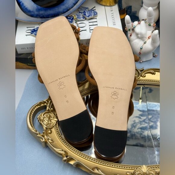 🆕 LOEFFLER RANDALL 🧿 NWOB Hadley Suede Bow Flat Sandals, Cacao - Sz 6 B - Picture 13 of 14